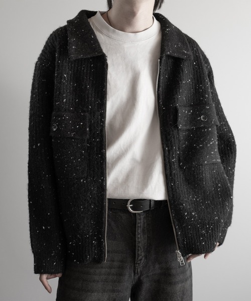 RUUBON セーター ニット nep knit double zip jacket / ネップニット