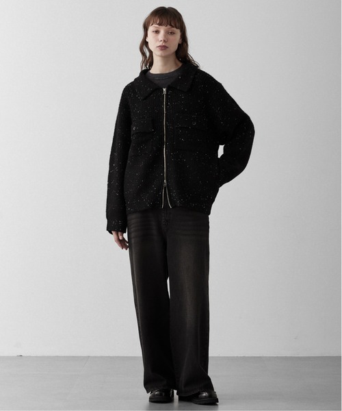 RUUBON セーター ニット nep knit double zip jacket / ネップニット