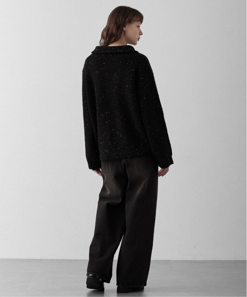 RUUBON セーター ニット nep knit double zip jacket / ネップニット