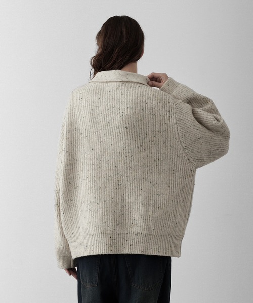 RUUBON セーター ニット nep knit double zip jacket / ネップニット