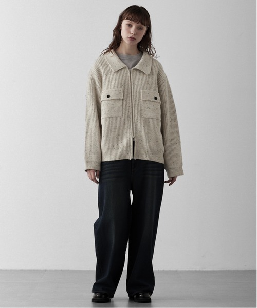 RUUBON セーター ニット nep knit double zip jacket / ネップニット