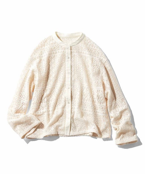 ブラウス シャツ リブ　イン　コンフォート　トレンドライクな　綿混素材のレースシャツ レディース | Live in comfort | 06