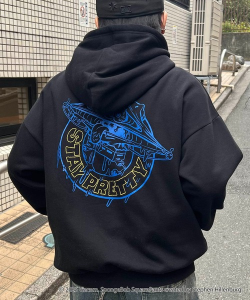 パーカー スポンジボブ バックプリント 刺繍 プルパーカー メンズ