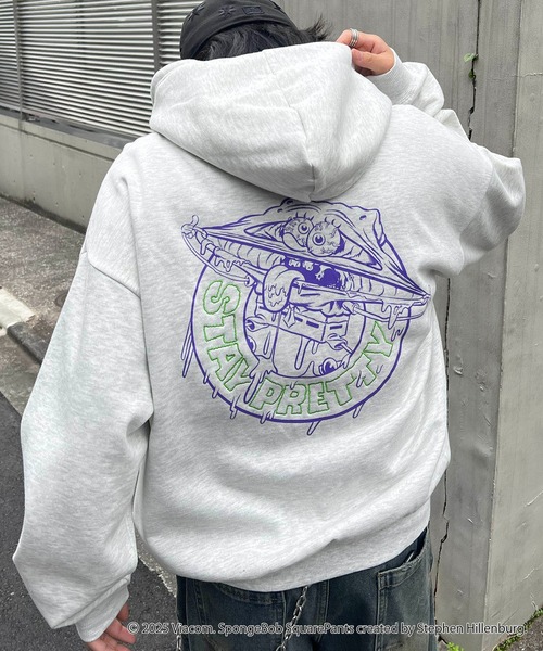 パーカー スポンジボブ バックプリント 刺繍 プルパーカー メンズ