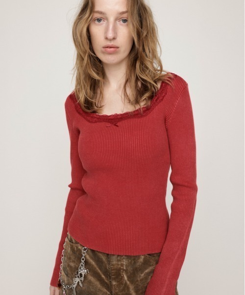 SLY（スライ） tシャツ LACE DOCKING TOPS レースドッキング トップス