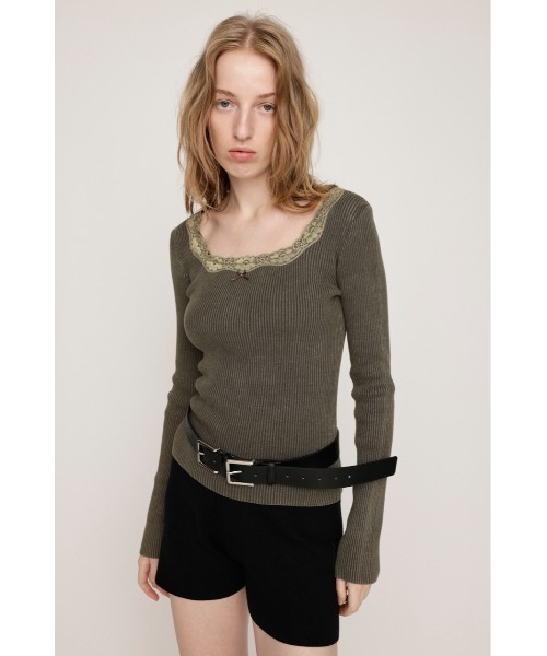 トップス SLY LACE DOCKING FRONT BUTTON TOPS SLY | LACE DOCKING FRONT BUTTON トップス (ニット ) |SHEL'TTER WEBSTORE
