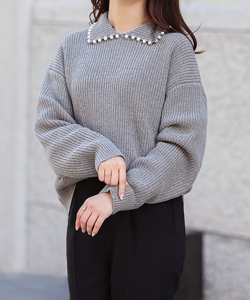 Fit more（フィットモア） ニット セーター 襟パールバルキーニット