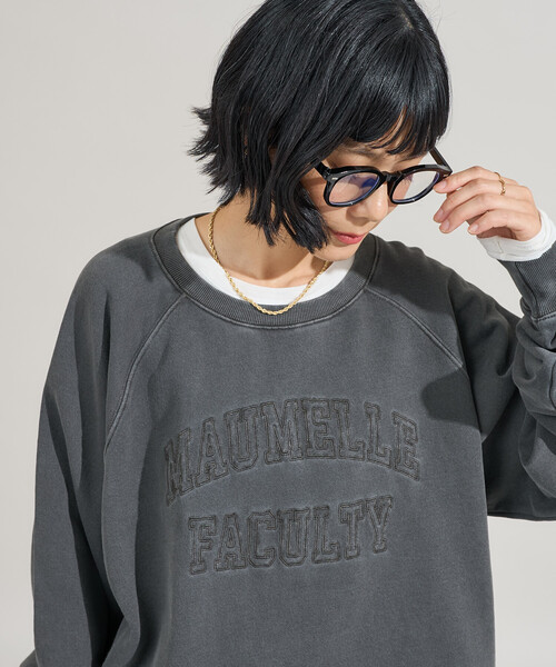 AMOMMA グレー クロップドスウェット FREAK'S STORE（フリークスストア） トレーナー スウェット ピグメント