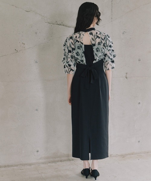 kaene ドレス　結婚式　披露宴　2次会　オケージョンドレス　お呼ばれ kaene（カエン） ドレス 配色レースエプロンワンピース「結婚式 二次会