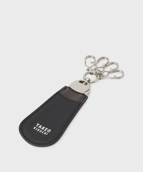 TAKEO KIKUCHI キーホルダー&ケース ブラック レザー【新品】 TAKEO KIKUCHI（タケオキクチ） キーケース 「リップル」レザー巻き