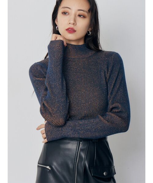 MURUA（ムルーア） ニット セーター バイカラーラメクロップドニット