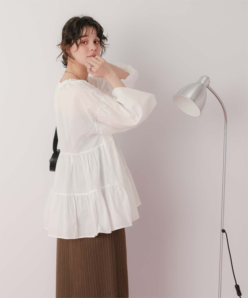 Dotti トップス チュニック titivate（ティティベイト） ブラウス シャツ コットンボイル