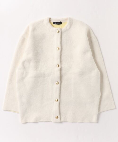 ウナ様 カーディガン 白 洗える】ウールカシミヤ アランパターン カーディガン