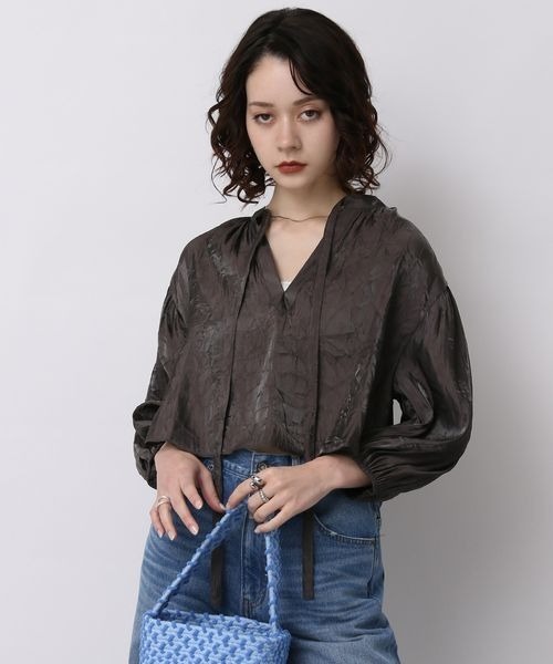 「JEANASIS」 7分袖ブラウス FREE チャコールグレー レディース_画像9