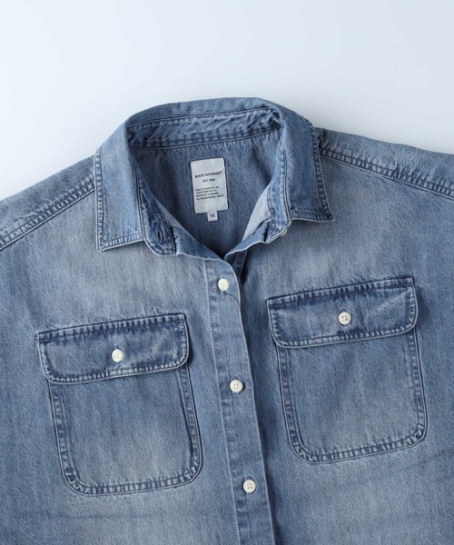 back number バッチ BACK NUMBER 長袖シャツ M ダークインディゴブルー レディース