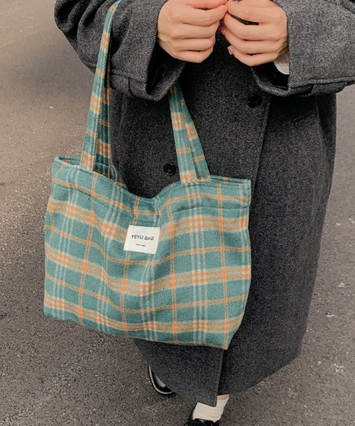 PORTERxWhite Mountaineering トートバッグ チェック柄 c.u.l トートバッグ A4収納可 大容量 チェック柄 ワンポイントロゴ