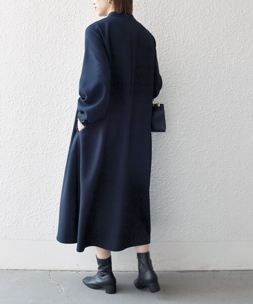 SHIPS any ワンピース any:「洗濯機可能」ダブルクロス フリル パフ