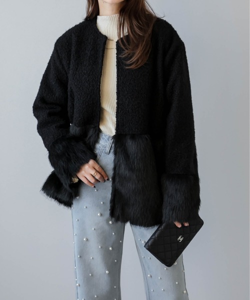 「La-gemme」 ファーコート フリー ベージュ レディース_画像4