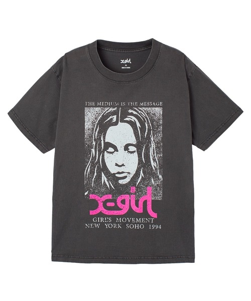 X-girl（エックスガール） tシャツ FADED FACE S/S TEE レディース