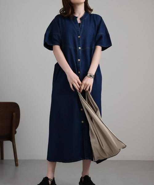 「sakishimatokyo」 半袖ワンピース LARGE インディゴブルー レディース_画像5