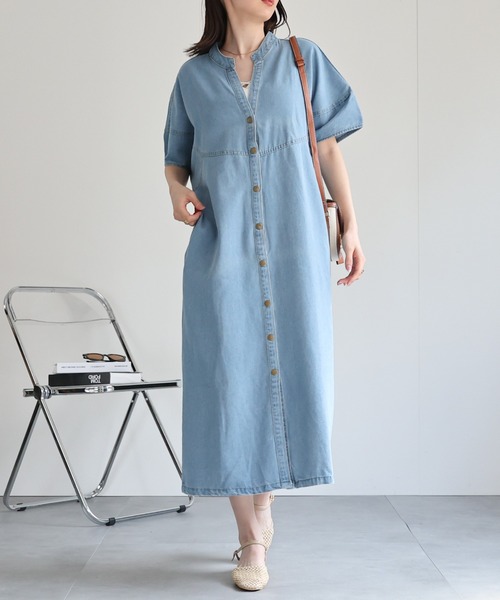 「sakishimatokyo」 半袖ワンピース LARGE インディゴブルー レディース_画像9