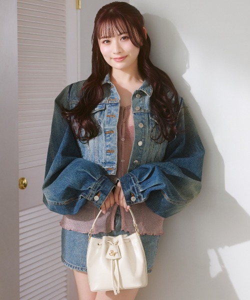 【新品】サマンサ ロゴ金具 巾着バッグ 水色 ダルブルー サマンサベガ SAMANTHAVEGA ロゴ金具巾着バッグ (ダルブルー) -靴