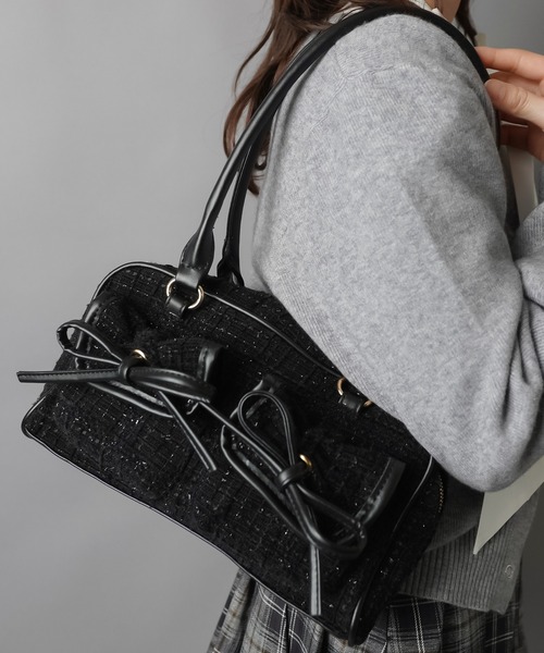 SPINNS（スピンズ） ハンドバッグ ツイードハンドバッグ/リボン