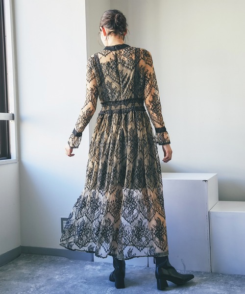 「SMILE ORCHID」 長袖ワンピース S ブラック レディース_画像4