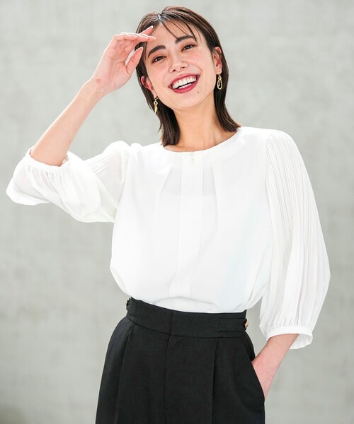 【やまさき】 19SS IT'S リリック プリント 長袖シャツブラウス ANY SIS（エニィスィス） ブラウス シャツ プリーツスリーブ ブラウス