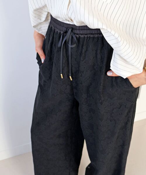 パンツ フラワーメッシュレースワイドパンツ レディース_10