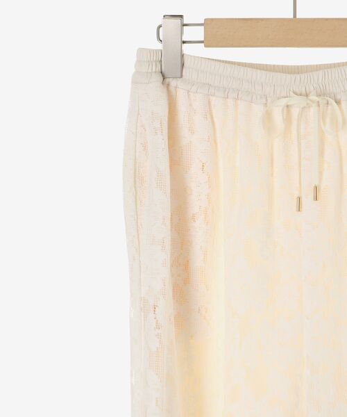 パンツ フラワーメッシュレースワイドパンツ レディース_5