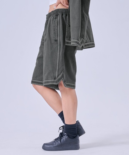 00s Fubu バギー デニムショートパンツ W38 Y2K FUBU（フブ） ジーンズ Denim Warm Up Shorts/デニムバギーショート