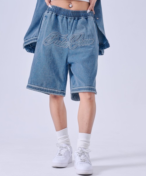 00s Fubu バギー デニムショートパンツ W38 Y2K FUBU（フブ） ジーンズ Denim Warm Up Shorts/デニムバギーショート