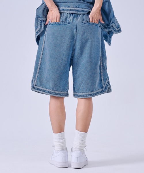 FUBU デニムショートパンツ ハーフパンツ バギー　w40 FUBU（フブ） ジーンズ Denim Warm Up Shorts/デニムバギーショート