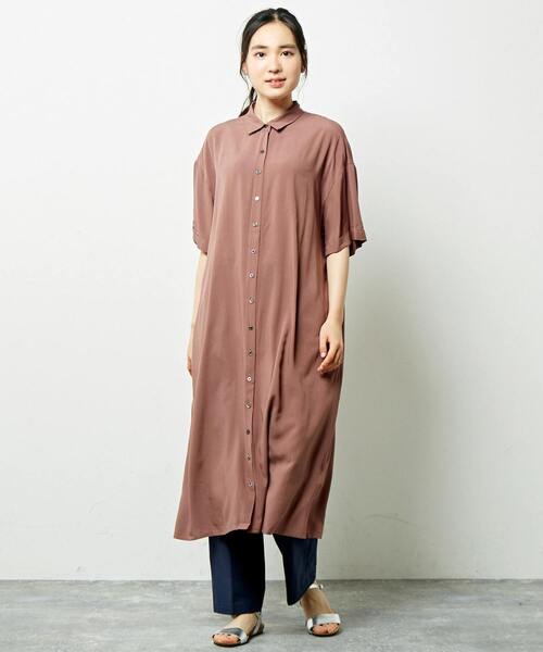 「MELROSE claire」 半袖ワンピース - ネイビー レディース_画像2