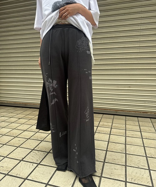 Ameri（アメリ） ワイドパンツ スウェットパンツ ジャージ GRAPHIC ART