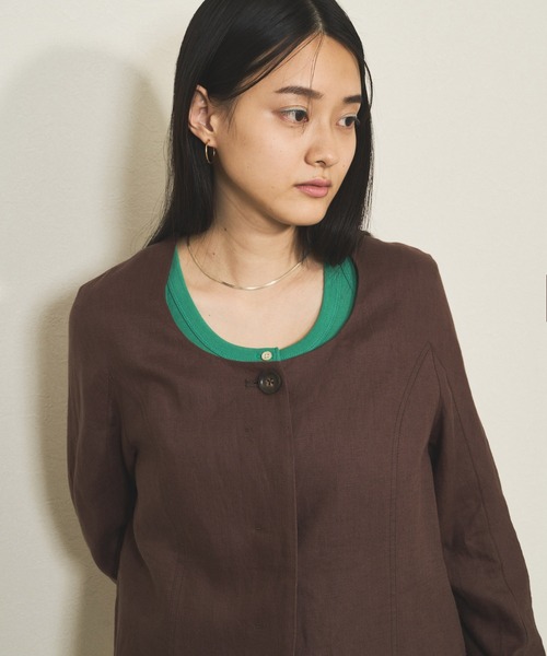 「Audrey and John Wad」 ノーカラージャケット S キャメル レディース_画像7