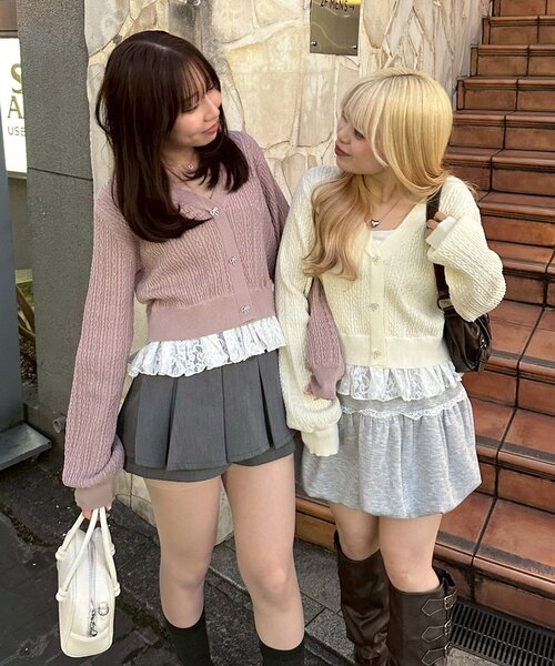 「continuer de NICE CLAUP」 ニットカーディガン FREE イエロー レディース_画像5