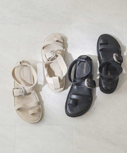 「CAMINANDO」 フラットサンダル 7 ブラック レディース_画像9