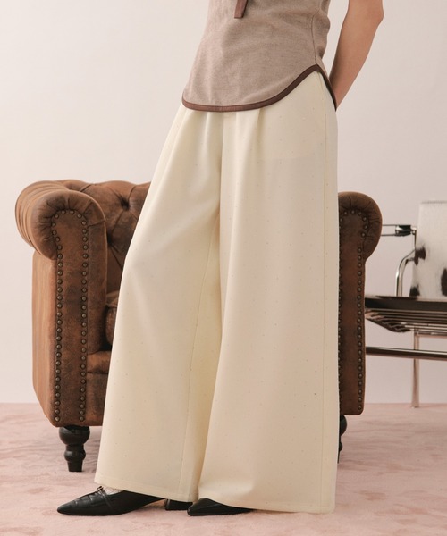 loin nuit ワイドパンツ スラックス パンツ line stone wide pants