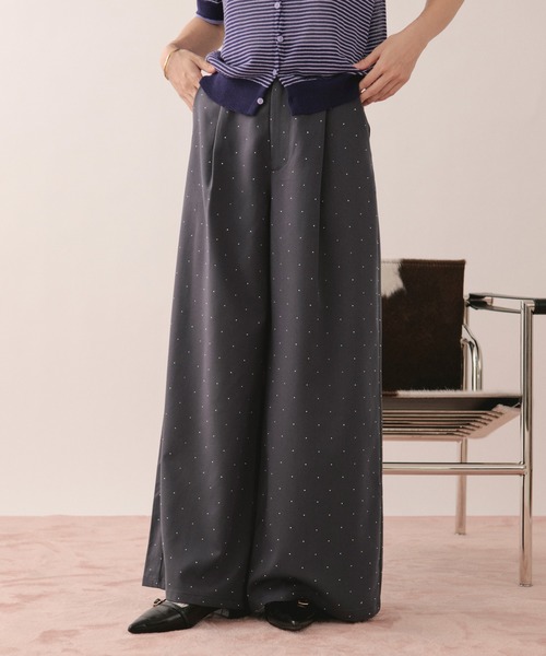 loin nuit ワイドパンツ スラックス パンツ line stone wide pants