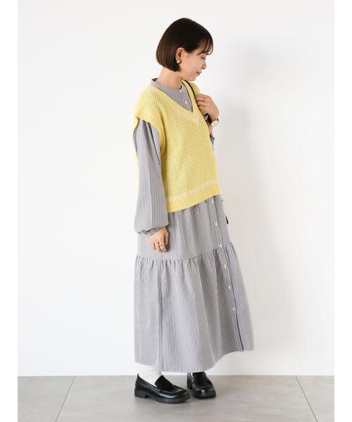「ehka sopo」 長袖ワンピース F ブラック レディース_画像8