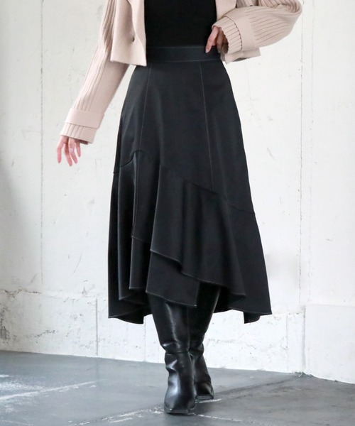 「Cheek」 フレアスカート MEDIUM チャコールグレー レディース_画像8