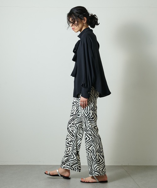 Whim Gazette シャツ ブラウス シフォンボウタイブラウス
