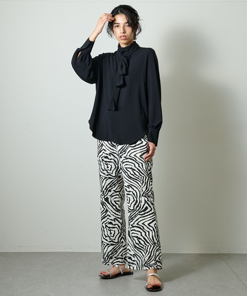 Whim Gazette シャツ ブラウス シフォンボウタイブラウス
