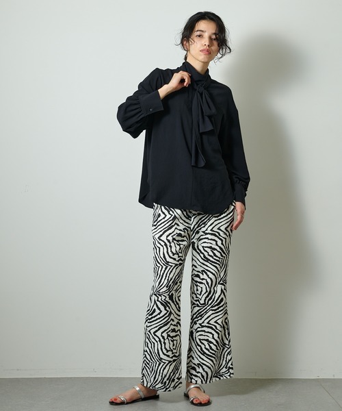Whim Gazette シャツ ブラウス シフォンボウタイブラウス