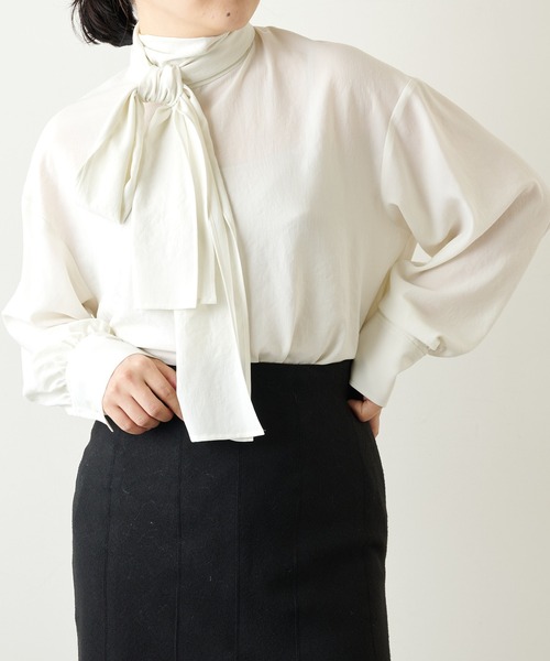 Whim Gazette シャツ ブラウス シフォンボウタイブラウス