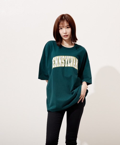 VIBGYOR tシャツ アップリケ 刺繍 半袖 C/N(BEY) メンズ