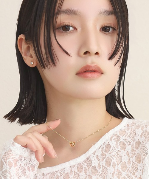 ネックレス 「WEB限定」”Dear”スリムダブルリングペアネックレス/サージカルステンレス（金属アレルギー対応）「LHME / エルエイチエムイー」の画像