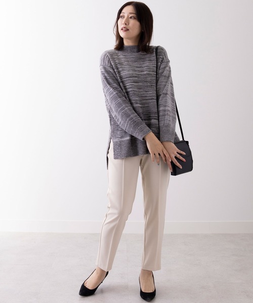 BELLUNA PLUS（ベルーナプラス） ニット セーター かすり調ハイネック